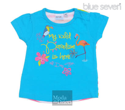 BLUE SEVEN Bluzka dla dziewczynki turkusowa w paski 90196