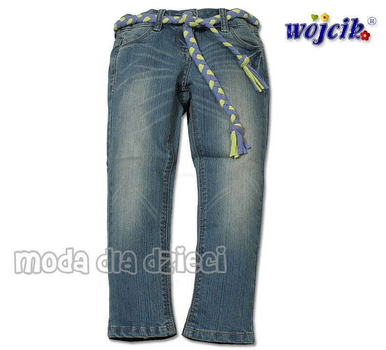 WÓJCIK Spodnie jeansowe  z kolorowym paskiem dla dziewczynki