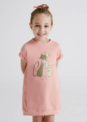 MAYORAL Różowa sukienka dla dziewczynki "kociaki" 3942-010