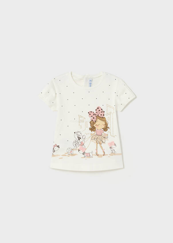 MAYORAL 1004-017 Kremowa bluzka dla dziewczynki z pieskami 