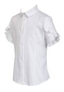 SLY 2s-124-WL22-J Biała bluzka z fantazyjnym rękawkiem dla dziewczynki 