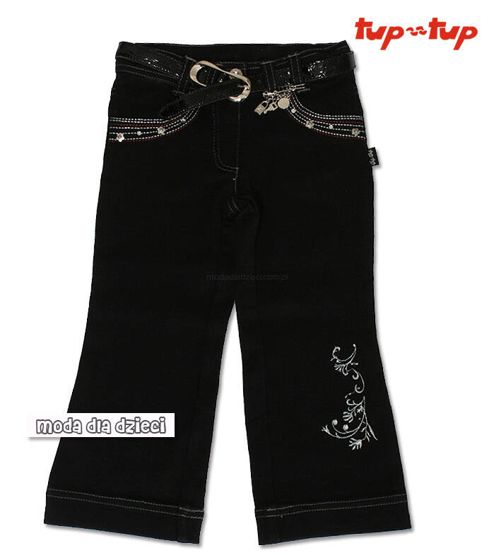 Czarne spodnie z haftem dla dziewczynki 210711-czarny