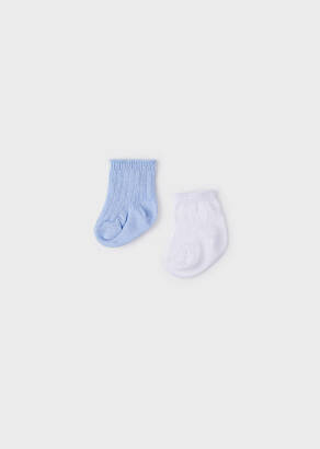 MAYORAL 2-pack skarpet biało -niebieskich dla chłopca Newborn 9474-092