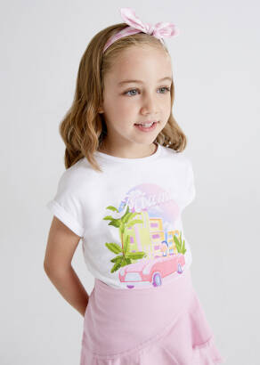 MAYORAL Bluzeczka dla dziewczynki z krótkim rękawem + opaska 3040-038