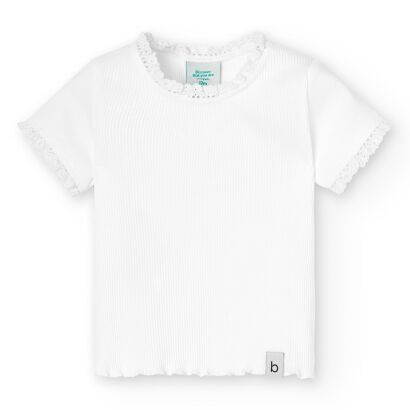BOBOLI Bluzka prążek dla dziewczynki w białym kolorze 296030-1100