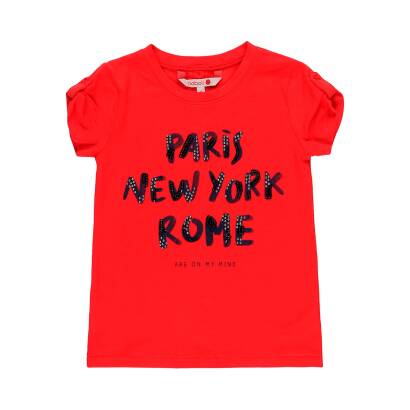 BOBOLI Bluzka dla dziewczynki krótki rękaw PARIS NEW YORK ROME 459086-3654