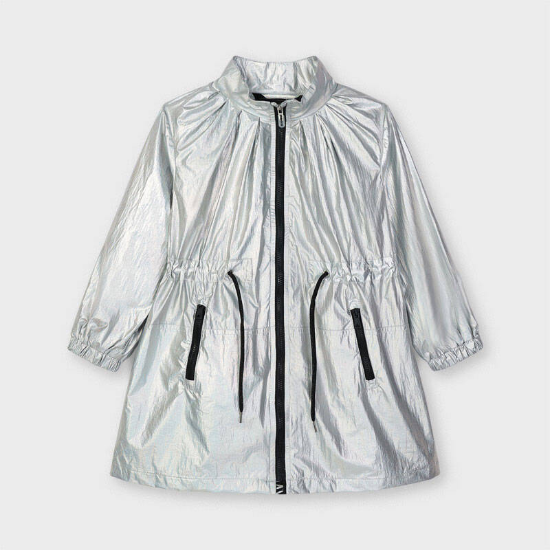 MAYORAL 3486-007 Metaliczna kurtka dla dziewczyny srebrna