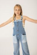 BOBOLI 456049-BLEACH Dżinsowe ogrodniczki ze streczem dla dziewczynki 