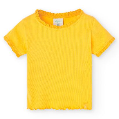 BOBOLI Bluzka prążek dla dziewczynki w żółtym kolorze 296030-1146
