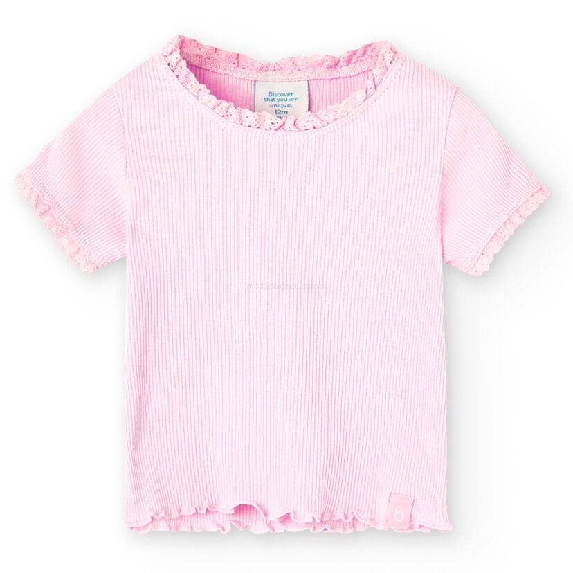 BOBOLI 296030-3810 Bluzka prążek dla dziewczynki w różowym kolorze 