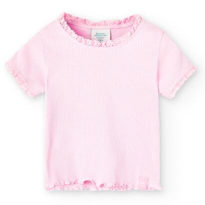 BOBOLI Bluzka prążek dla dziewczynki w różowym kolorze 296030-3810