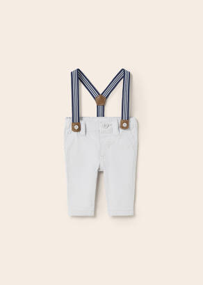 MAYORAL Spodnie długie, szare dla chłopca szelki 1510-053