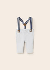 MAYORAL Spodnie długie, szare dla chłopca szelki 1510-053