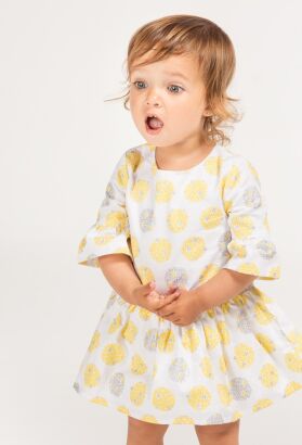 BOBOLI Satynowa sukienka w grochy dla dziewczynki 707273