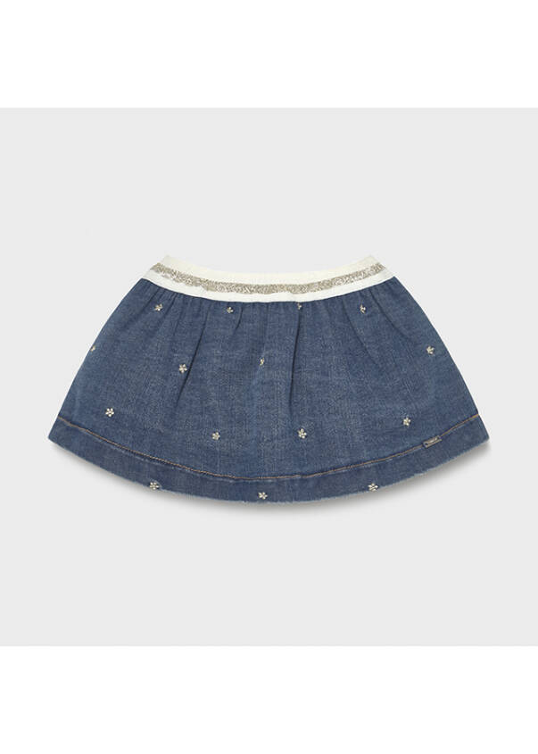 MAYORAL 1953-005 Spódnica jeans z haftem dla dziewczynki 