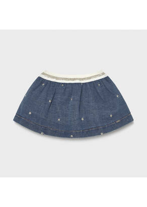 MAYORAL Spódnica jeans z haftem dla dziewczynki 1953-005