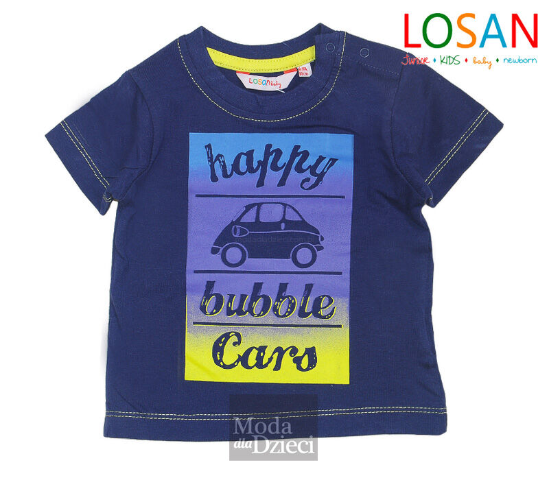 LOSAN 417-1037AC T-shirt  granatowy z nadrukiem z autem 