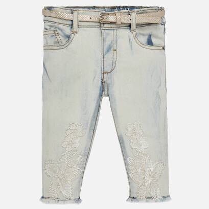 MAYORAL Spodnie jeansy z haftem dla dziewczynki 1516-061