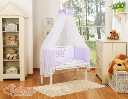 Komplet pościeli 6cz do przystawki FABIO- Little Prince/Princess fioletowa