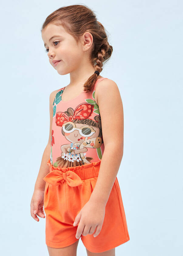 MAYORAL 3793-021 Brzoskwiniowy strój jednoczęściowy dla dziewczynki 