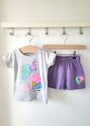 Piżamka dla dziewczynki Świnka Peppa fioletowe szorty